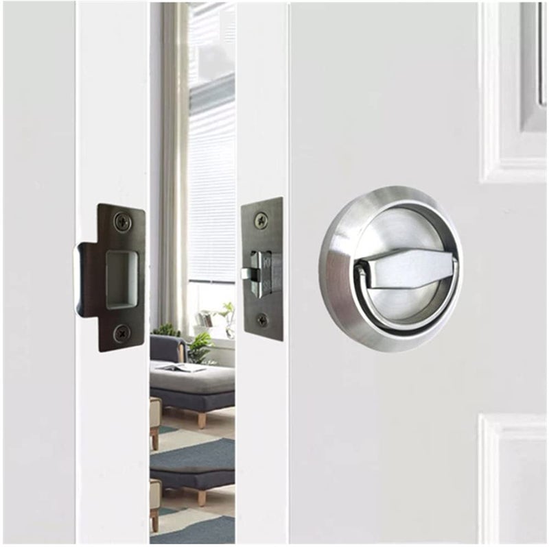WANLIAN Round Pocket Door Lock,Passage Door Handle Lock Knobs Lockset-No Keys,Privacy Door Latch Lock,Stainless Steel 304 Storeroom Locks,Bed Room,Kitchen,Bathroom,Laundry Room Doors Privacy Lock - Image 3